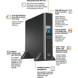 UPS online a doppia conversione Vertiv Liebert GXT5-750IRT2UXL - 750 VA/750 W - 2U Rack/torre - 8,50 Minuto Stand-by - 230