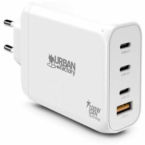 Urban Factory CHARGEE 100 W AC Adapter - Universal Adapter - 1 USB - 3 USB Type-C - For Notebook, Tablet PC, Smartphone, M