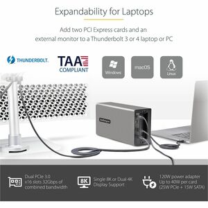 StarTech.com Thunderbolt 3 PCIe Expansion Chassis, Enclosure Box w/Dual PCI-E Slots, External PCIe Slots, 8K/4K Output Via