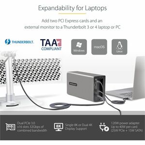 StarTech.com Boîtier PCIe Thunderbolt 3, Châssis d'Extension PCIe TB3 avec 2 Emplacements PCI Express Pour PC, Sortie 8K/4