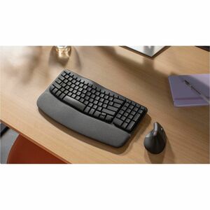 Logitech Wave Keys Keyboard - Wireless Connectivity - USB Interface - Spanish - QWERTY Layout - Graphite - Bluetooth - 10 