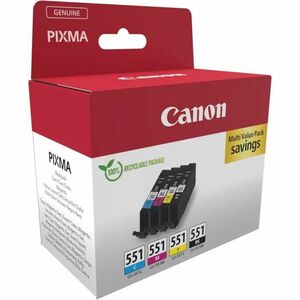 Canon CLI-551 Original Inkjet Ink Cartridge - Multi-pack - Cyan, Magenta, Yellow - 1 Pack - 7 mL