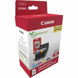 Canon CLI-551XL Original High Yield Inkjet Ink Cartridge - Value Pack - Black, Cyan, Magenta, Yellow - 4 / Pack