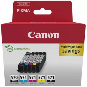 Canon PGI-570/CLI-571 Inkjet Ink Cartridge - Multi-pack - Black, Cyan, Magenta, Yellow - 5 / Pack - 15 mL Black, 7 mL Blac