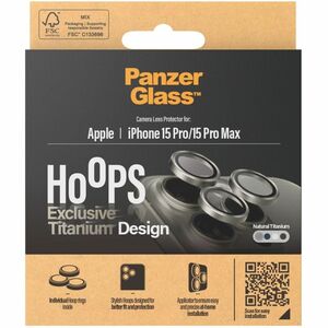 PanzerGlass ® Hoops® Titanium Camera Lens Protector Natural iPhone 15 Pro | 15 Pro Max. Brand compatibility: Apple, Compat