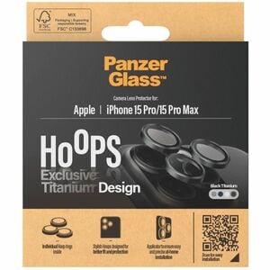 PanzerGlass ® Hoops® Titanium Camera Lens Protector Black iPhone 15 Pro | 15 Pro Max. Brand compatibility: Apple, Compatib