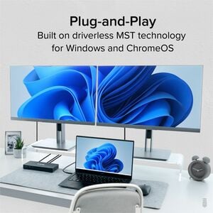 Plugable USB C Docking Station Dual Monitor 2 HDMI Ports, Power Delivery Dock, Dual 4K Monitor - for Windows, ChromeOS, 1x