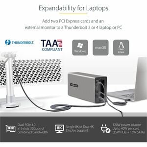 StarTech.com Thunderbolt 3 Expansion Chassis - Black - For Laptop, Desktop - 1 x DisplayPorts