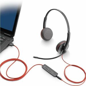 Poly Blackwire C3220 Wired On-ear, Over-the-head Stereo Headset - Black - Binaural - Supra-aural - 32 Ohm - 20 Hz to 20 kH