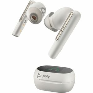 Poly Voyager Free 60+ UC Wireless Earbud Stereo Earset - White Sand - Microsoft Teams Certification - Siri, Google Assista