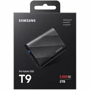 Samsung T9 2 TB Portable Solid State Drive - External - Black - Desktop PC, Notebook, Tablet, Gaming Console, Smart TV, Ca