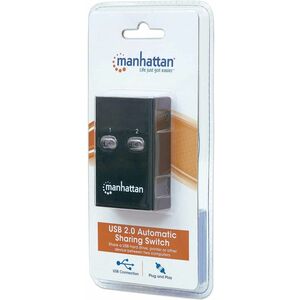 USB-A Automatic Sharing Switch, 2x USB-B Ports, 480 Mbps (USB 2.0), Dual Control (Auto-Sensing or Manual), Bus Powered, Hi