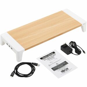 Eaton Tripp Lite Series Monitor Riser for Desk - Wood Top, USB-A Charge and Data Ports - 44 lb Load Capacity - 3.1" Height