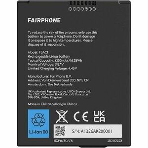 Fairphone Battery - 1 / Pack - For Smartphone - Battery Rechargeable - Proprietary Battery Size Shelf Life