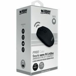 Urban Factory FREE Color Mouse - Radio Frequency - USB Type A - Optical - 4 Button(s) - Black - Wireless - 2.40 GHz - 1600