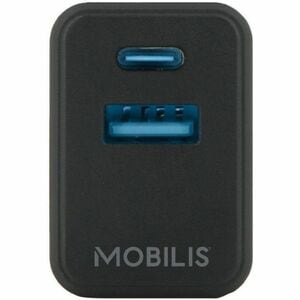 MOBILIS 30 W AC Adapter - Universal Adapter - 1 USB - 1 USB Type-C - For Smartphone, Tablet PC - Black