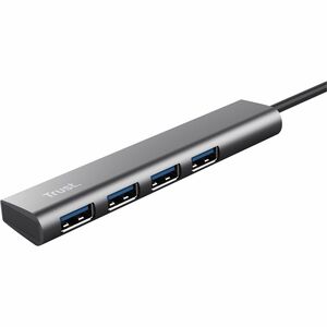 Trust Halyx USB Hub - USB Type C - 640 MB/s - Keyboard, Mouse, Camera, Headset - Desktop - Grey - 4 Total USB Port(s) - iO