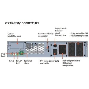 Vertiv Liebert GXT5-1000IRT2UXL Double Conversion Online UPS - 1 kVA/1 kW - 2U Rack/Tower - 6 Minute Stand-by - 230 V AC I