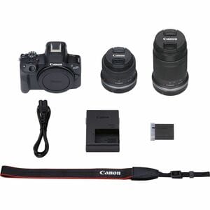 Canon EOS R50 24.2 Megapixel Mirrorless Camera with Lens - 18 mm - 45 mm (Lens 1), 55 mm - 210 mm (Lens 2) - Black - APS-C