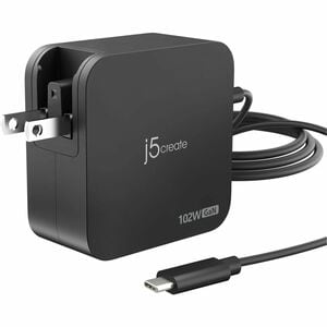 j5create 102 W AC Adapter - 1 Pack - Universal Adapter - 2 USB Type-C - For Headphone, Notebook, Portable Gaming Console, 