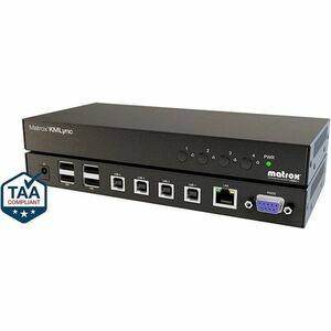 Matrox KMLYNC KVM-Switchbox - TAA-konform - 4 Computer - 4K - 1 x Netzwerk (RJ-45) - 8 x USB - USB 2.0