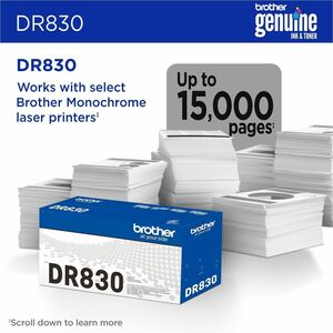 Brother DR830 Drum Unit - Laser Print Technology - 15000 Pages - Black - 1 Each