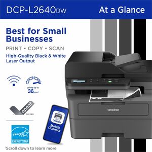 Brother DCP-L2640DW Wireless Laser Multifunction Printer - Monochrome - Gray - Copier/Printer/Scanner - 23.6 ppm Mono Prin