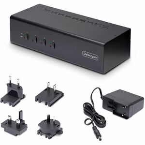 StarTech.com 4-Port KVM Switch Dual Monitor DisplayPort, 4K 60Hz, 2x USB 3.0 Ports, Hotkey/Drucktasten, KVM Umschalter, 4 