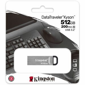 Kingston DataTraveler Kyson 512 GB USB 3.2 (Gen 1) Type A Flash Drive - 200 MB/s Read Speed - 60 MB/s Write Speed