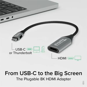 Plugable HDMI/USB-C Audio Video Adapter - 7680 x 4320 Supported - 1