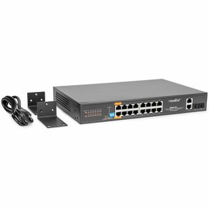 Rocstor SolidConnect SC20 20-Port Switch, 16-Port PoE+ Gigabit Unmanaged Ethernet Port, 2x Gigabit RJ45 & 2× SFP Uplink - 