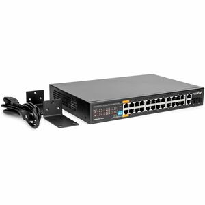 Rocstor SolidConnect SC28 28 Port Switch, 24-Port PoE+ Gigabit Unmanaged Ethernet Port, 2x Gigabit RJ45 & 2× SFP uplink - 