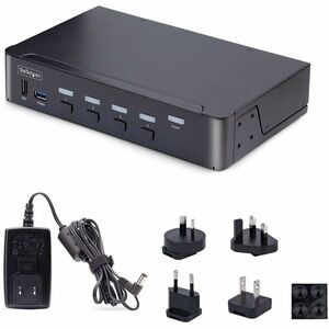 StarTech.com 4-Port DisplayPort 1.4 KVM Switch, 8K 60Hz / 4K 144Hz, 2x USB 3.0 Ports, 4x USB 2.0 Ports, Hotkey Switching, 