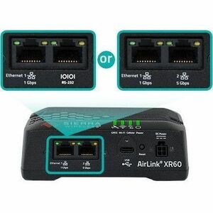 Sierra Wireless AirLink XR60 2 SIM Cellular, Ethernet Modem/Wireless Router - 5G - LTE, HSPA+ - 150 MB/s Wireless Speed - 