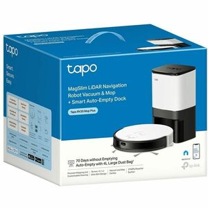 Tapo RV20 Mop Plus Bagged Robot Vacuum/Mop - 4 L Dust Capacity - 300 mL Water Tank Capacity - Brush - Carpet - HEPA - Pet 