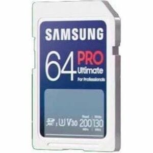 Samsung PRO Ultimate 64 GB Class 10/UHS-I (U3) V30 SDXC - 1 Pack - 200 MB/s Read - 130 MB/s Write - 10 Year Warranty