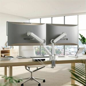 Alogic Glide Mounting Arm for Monitor, Flat Panel Display, Curved Screen Display - White - 2 Display(s) Supported - 17" to