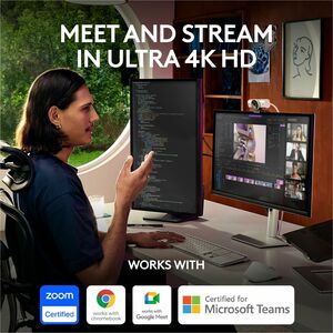 Logitech MX Brio Ultra HD 4K Collaboration and Streaming Webcam, 1080p at 60 FPS, Dual Noise Reducing Mics, Show Mode, USB