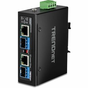 TRENDnet 2-Port Industrial SFP to Gigabit PoE++ Media Converter - Network (RJ-45) - 2x PoE+ (RJ-45) Ports - Gigabit Ethern