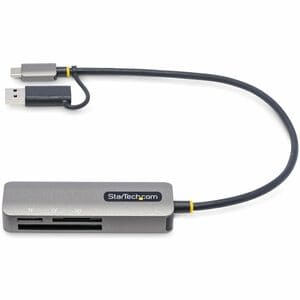 StarTech.com 3 Slot(s) Flash Reader - USB 3.2 (Gen 1) Type A, USB 3.2 (Gen 1) Type C - External - 1 - 640 MB/s - SD, micro