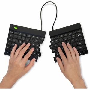 R-Go Split Break Keyboard - Wireless Connectivity - USB Type C Interface - English (US) - QWERTY Layout - Black - Scissors