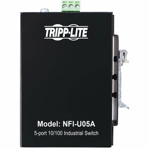 Tripp Lite series 5-Port Unmanaged Industrial Ethernet Switch - 10/100 Mbps, Ruggedized, -40° to 75°C, EIP QoS, DIN/Wall M