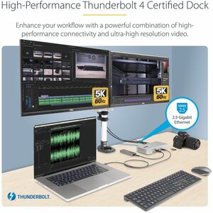 StarTech.com Thunderbolt 4 Docking Station für Smartphone, Lautsprecher, Headset, Monitor, Tablet, Notebook - Ladefunktion