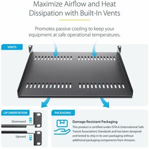 StarTech.com 1U Server Rack Cabinet Shelf - Fixed 16" Deep Cantilever Rackmount Tray for 19" Data/AV/Network Enclosure w/C