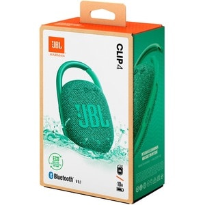 JBL Clip 4 Eco Portable Bluetooth Speaker System - 5 W RMS - Green - 100 Hz to 20 kHz - Battery Rechargeable - 1 Pack