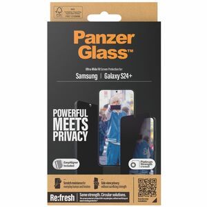 PanzerGlass Glass Privacy Screen Protector for Galaxy S24+ - For Widescreen AMOLED Smartphone - Smudge Resistant, Crush Re