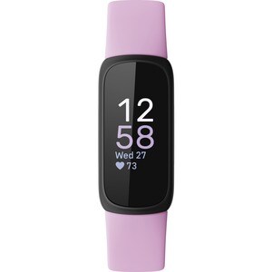 Fitbit Inspire 3 FB424 Smart Band - Black, Lilac Bliss Body Color - Heart Rate Monitor, Pulse Oximeter Sensor, Temperature