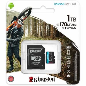 Kingston Canvas Go! Plus 1 TB Class 10/UHS-I (U3) V30 microSDXC - 170 MB/s Read - 90 MB/s Write