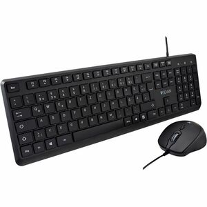 V7 CKU350DE Keyboard & Mouse - German - USB Cable Keyboard - 107 Key - Keyboard/Keypad Color: Black - USB Cable Mouse - Op