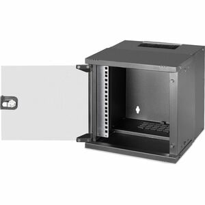 Digitus SOHO PRO 6U Wall Mountable Enclosed Cabinet Rack Cabinet for Networking254 mm Rack Depth - Black - Glass, Steel, S